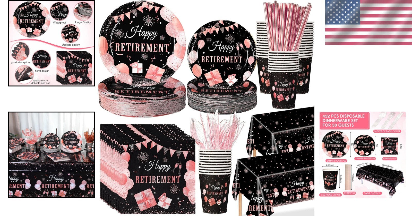 Sophisticated 452-Piece Rose Gold Party Supplies: Celebrate Retirement in Style