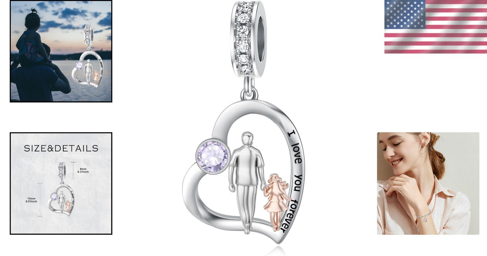 925 Sterling Silver Hypoallergenic Charm – Elegant Gift for Moms and Daughters
