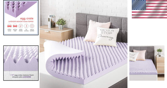Full Size Egg Crate Memory Foam Topper - Soft Lavender Infusion for Comfort