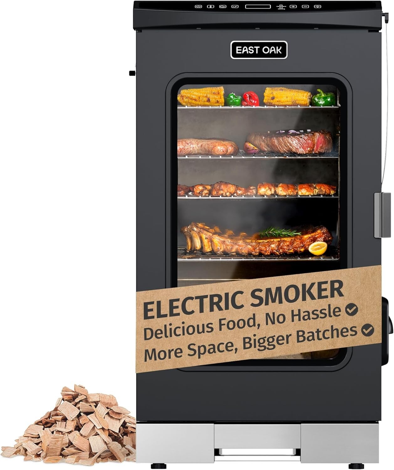 Elegant 30-Inch Electric Smoker with Glass Door & Meat Thermometer - BBQ Delight
