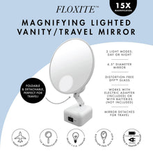 Load image into Gallery viewer, Dove White 15X Supervision Magnifying Mirror with Bright LED for Precise Details