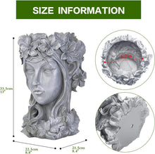 Load image into Gallery viewer, Large Diameter Goddess Head Planter - 14 Inch Resin Pot for Flowers &amp; Succulents