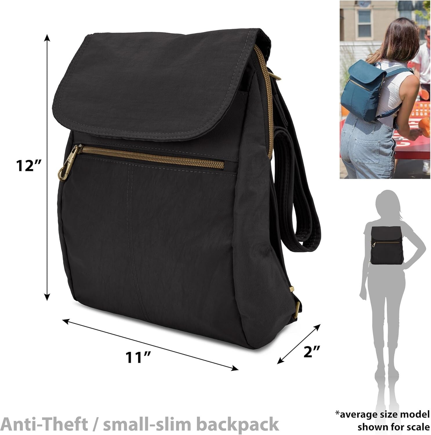 Stylish Slim Anti-Theft Backpack with RFID Slots and Zippered Compartment