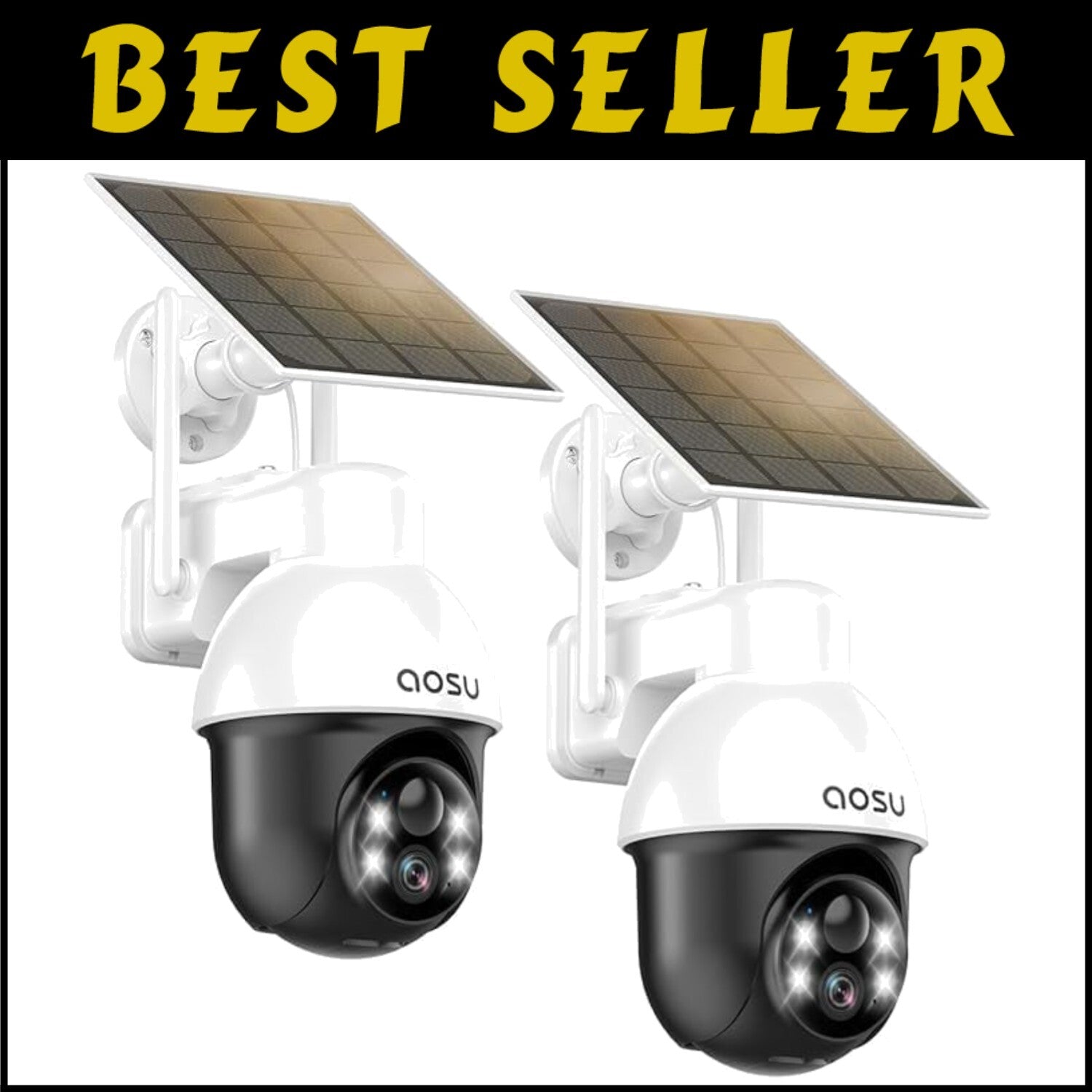 2-Pack Solar Powered Security Camera with 360° View - Alexa & Google Compatible