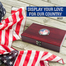 Load image into Gallery viewer, Unique American Flag Card Game Set with Dice and Wooden Box - Marine Vet Owned