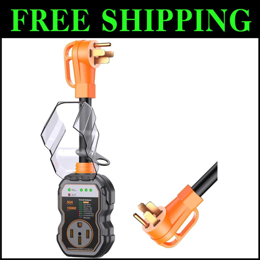 15000 Joules 50 Amp RV Surge Protector with Circuit Analyzer & Waterproof Design