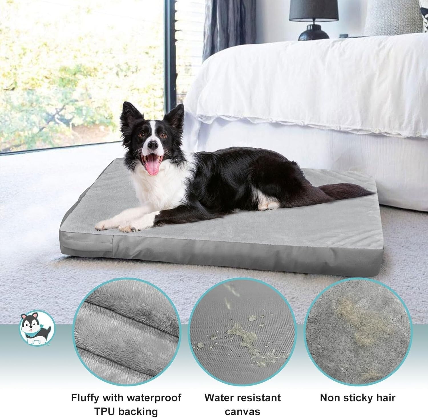 Heavy-Duty Waterproof Dog Bed Cover, Fluffy Design 48"L x 36"W for Large Pets