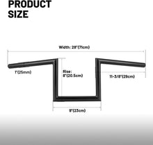 Load image into Gallery viewer, Heavy-Duty 8" Rise Z-Bars for Harley &amp; Chopper Cruisers – Easy Install Handlebar
