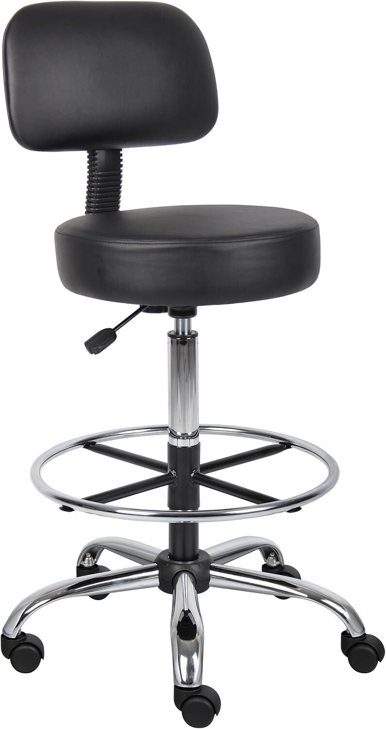 Comfort-Driven Medical Drafting Stool - Adjustable Height & Durable Vinyl Design
