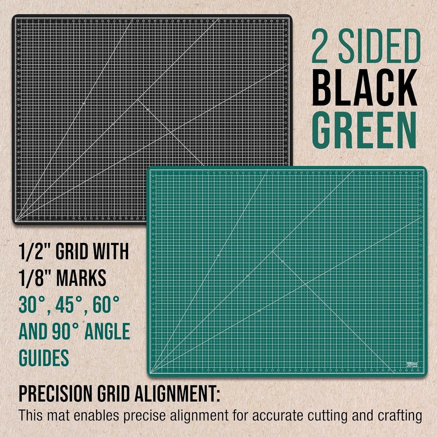 36" x 48" Professional Self-Healing Cutting Mat - Green/Black Non-Slip Design