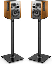 Load image into Gallery viewer, Elegant Black Floor Speaker Stands for Klipsch &amp; Yamaha - Ideal for Home Audio