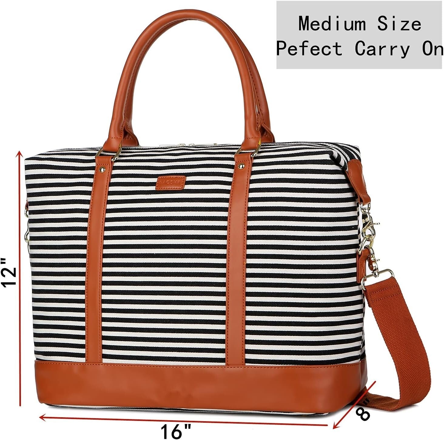 Stylish Women's Fitted Canvas Travel Bag - 16x12x8 Inches, Lifetime Guarantee