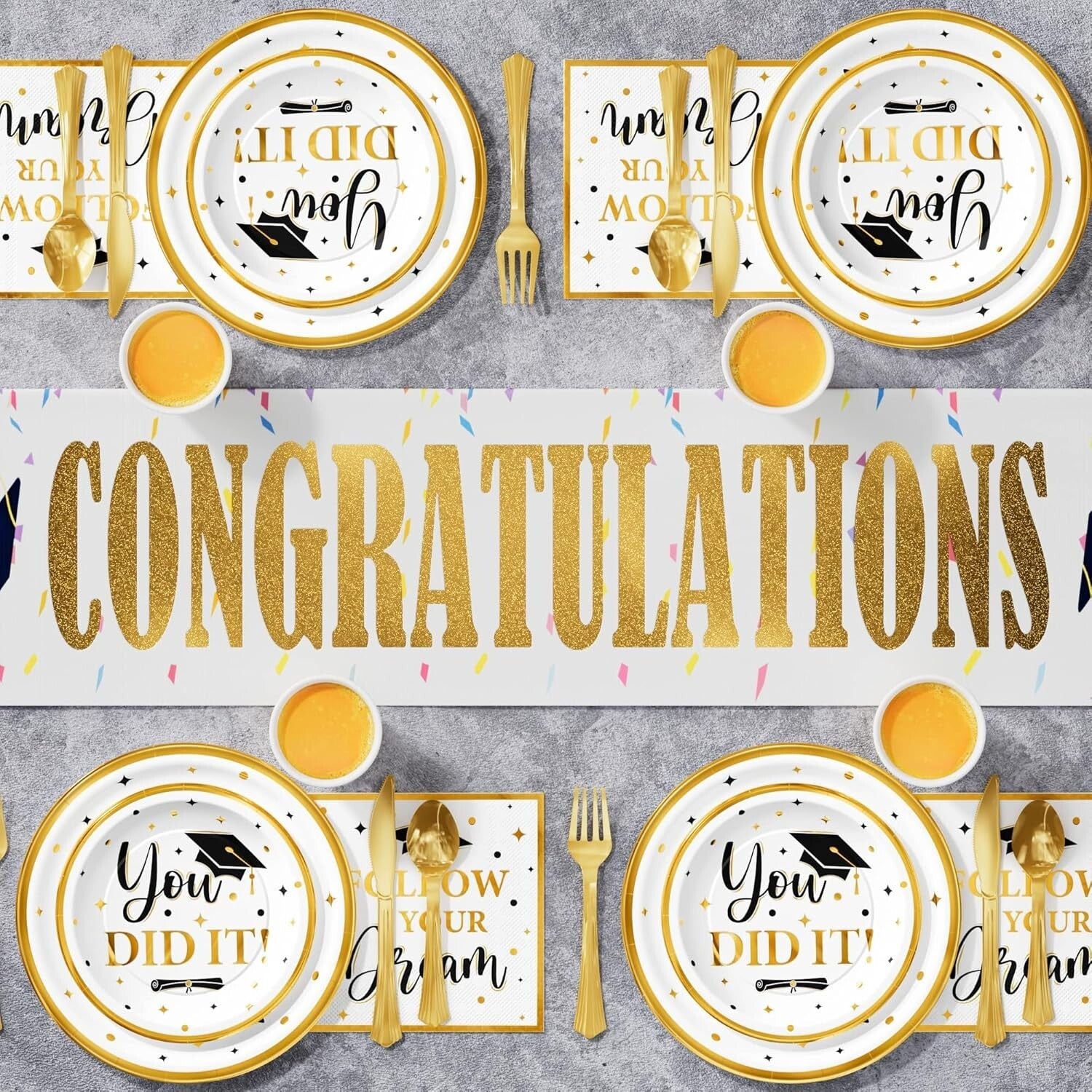 Complete 350 PCS Graduation Disposable Dinnerware for Class of 2025 Celebrations