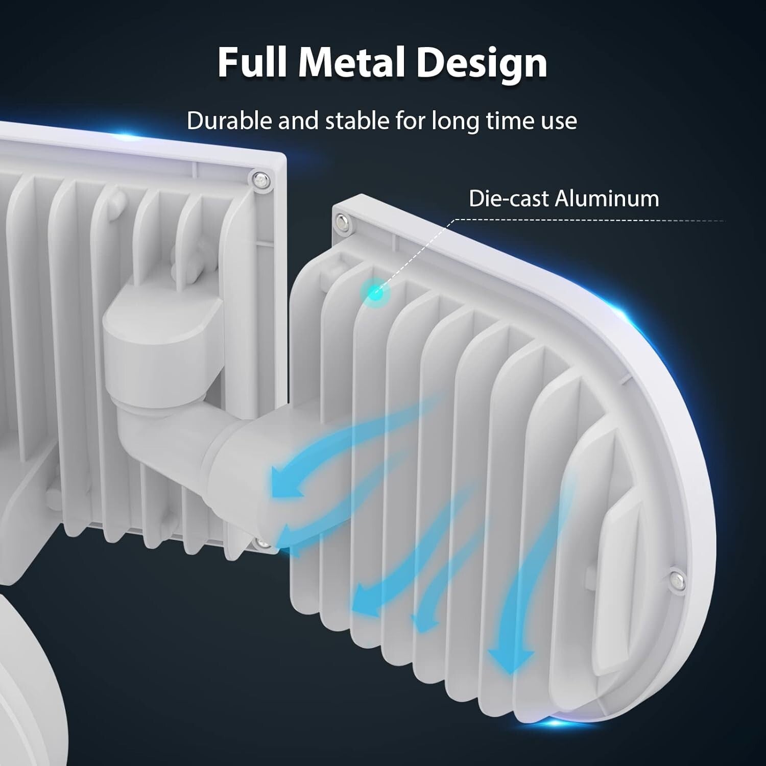 9000 Lumens Bright Motion Sensor Flood Lights - 3 Adjustable Heads for Security