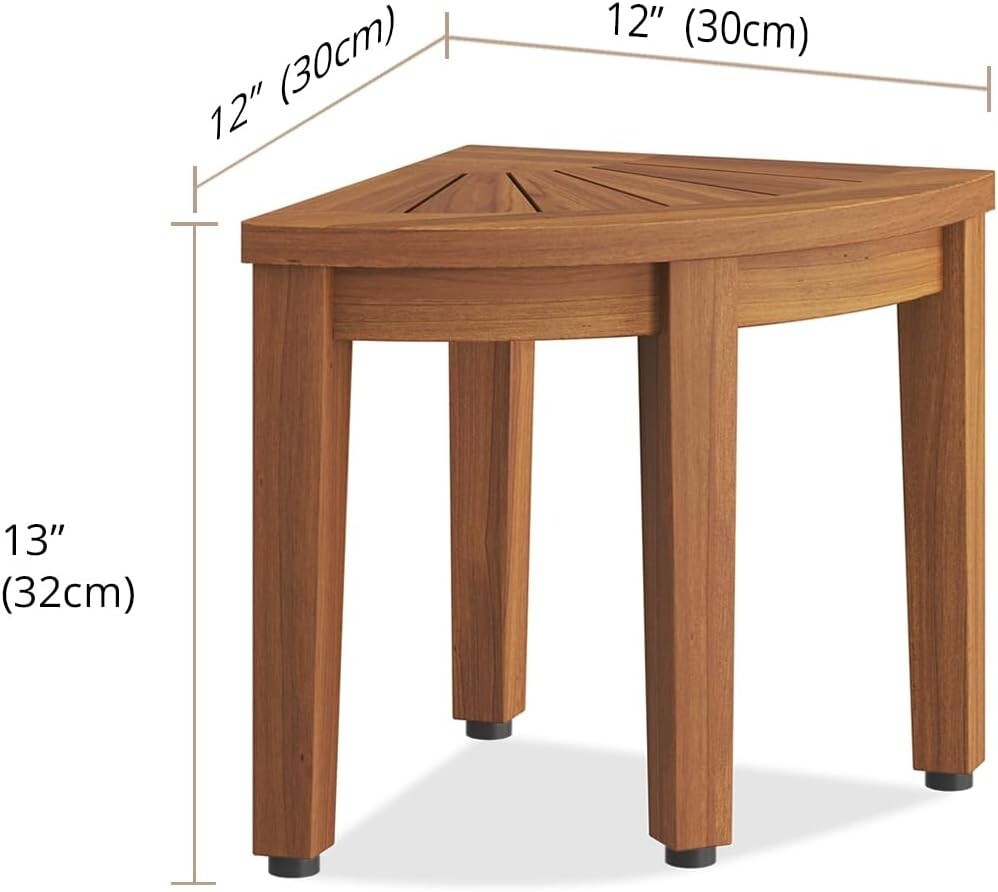 Elegant 12'' L-Shaped Teak Foot Rest with Adjustable Rubber Feet for Stability
