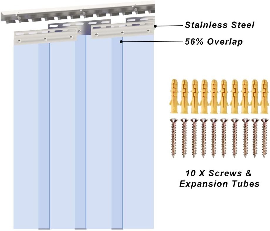 Modern Clear PVC Curtain Strips, 96" High x 72" Wide - 12PCS for Easy Install