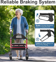 Load image into Gallery viewer, Adjustable Handle &amp; Seat Foldable Walker for Seniors - Safety &amp; Comfort Combined