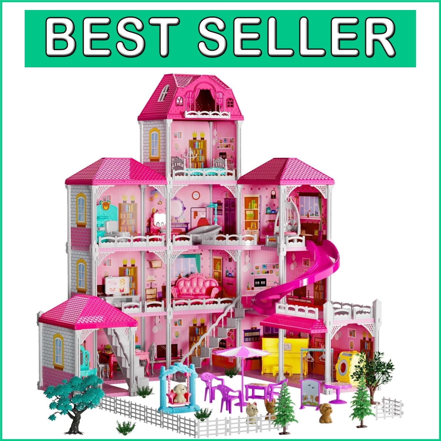Fully Furnished 12-Room Playhouse with Dolls - Perfect Gift for Girls Ages 3-8