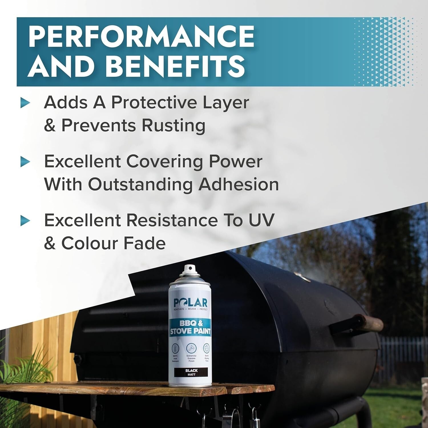 Polar BBQ Spray Paint - Matte Black - Heat Resistant Up to 650°C, Pack of 6