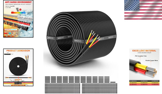 600V Rated 18 AWG Electrical Wire - 3 Conductor Cable for Indoor & Outdoor