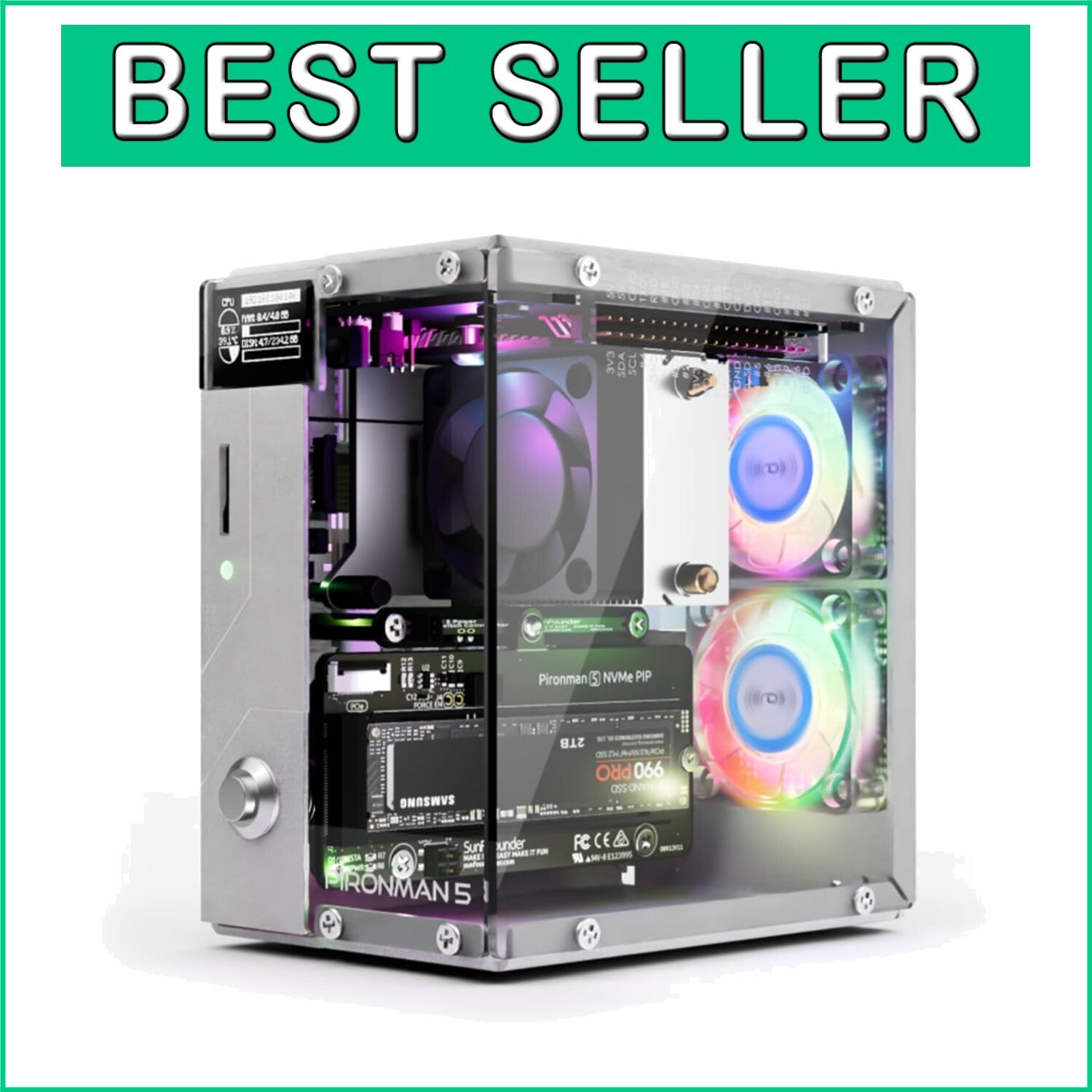 Advanced Cooling HDMI Mini PC Case for Raspberry Pi 5 with Dual RGB & Safety