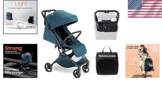 Compact One-Handed Folding Baby Stroller with Organizer – Airplane-Friendly