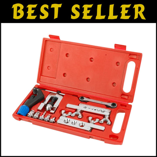 9 Dies Complete Flaring Swage Tool Kit with Tubing Cutter & Ratchet Wrench