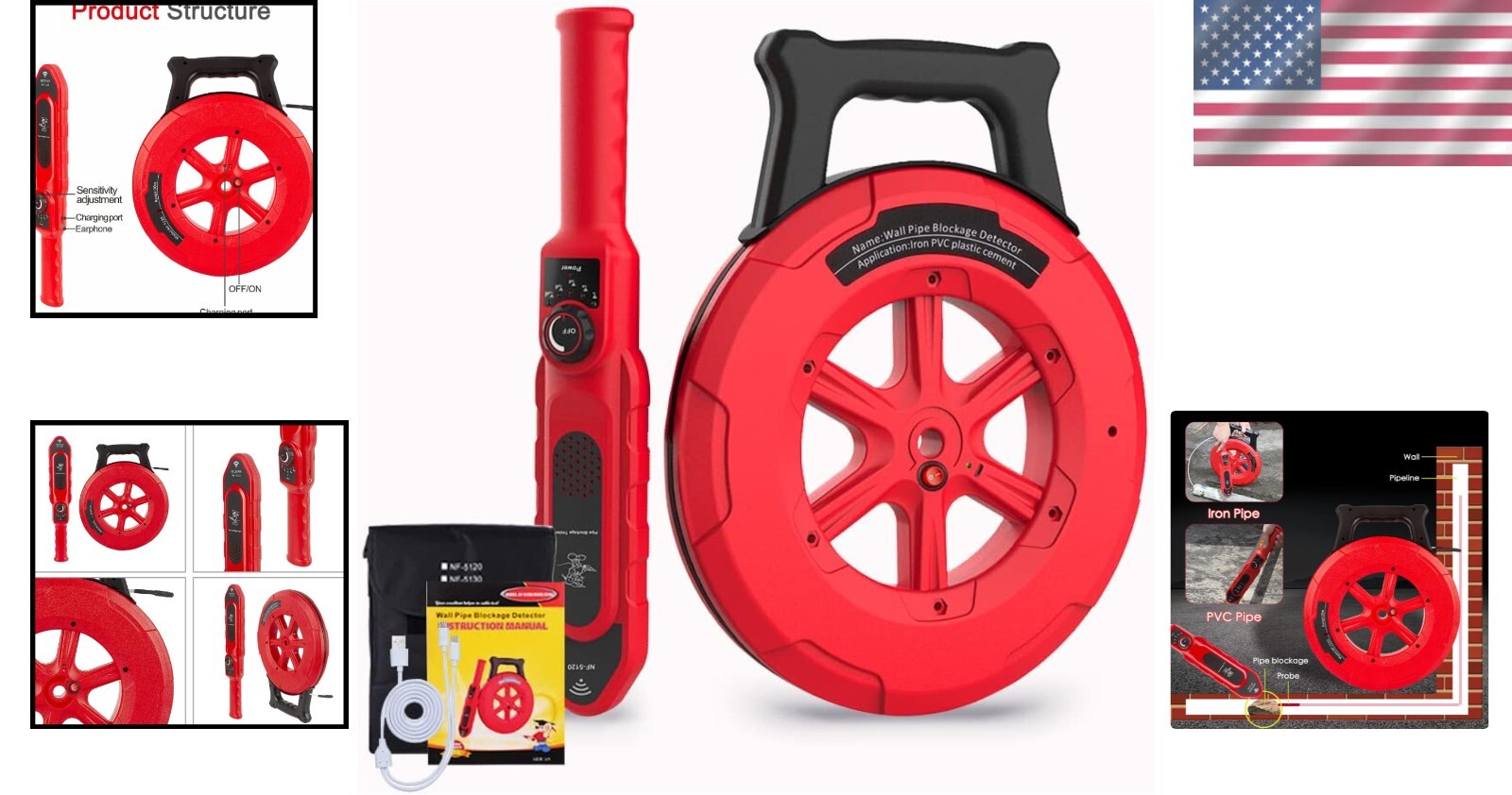 Professional Wireless Pipe Locator with Waterproof Probe - 4.44 lbs & Compact