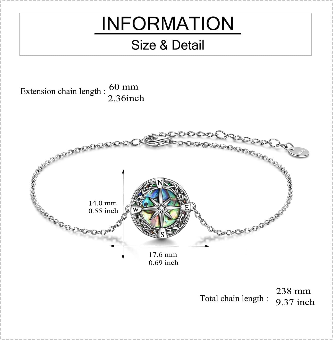 Sterling Silver Lighthouse & Compass Pendant Bracelet – Elegant Gift for Women