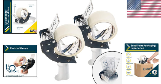 Low Noise Packing Tape Dispenser 2-Pack – Ideal for Effortless Box Sealing
