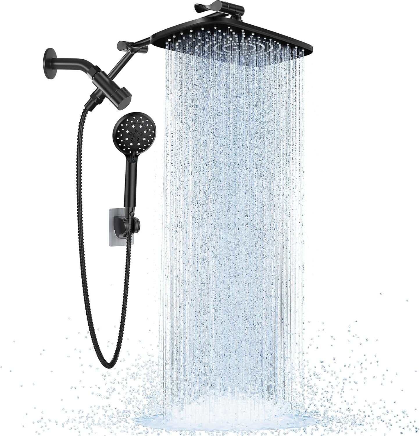 Rainfall Showerhead with Adjustable Height & Anti-Clog Nozzles - Modern Design