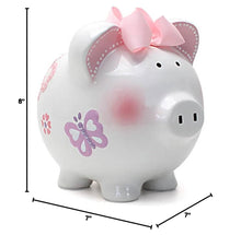 Load image into Gallery viewer, Elegant 8" Ceramic Piggy Bank for Girls - Butterfly Patterned Savings Bank