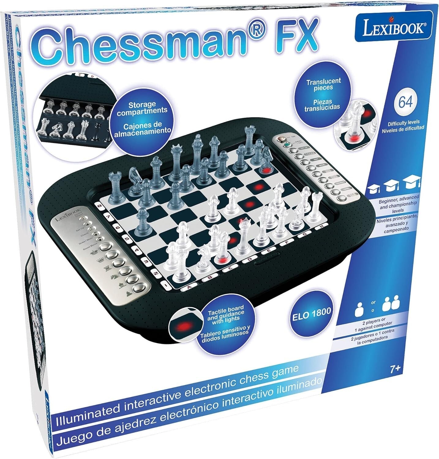 Chessman FX: Electronic Chess Game with Tactile Keyboard & 64 Difficulty Levels