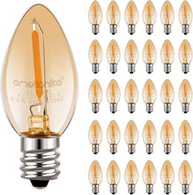 Load image into Gallery viewer, 30 Amber LED Night Light Bulbs, E12 Base &amp; 360° Illumination – Warm 2200K Glow