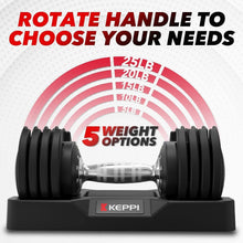 Load image into Gallery viewer, Durable Adjustable Dumbbell Set with Safety Weight Dial - 25lb/40lb/55lb/60lb