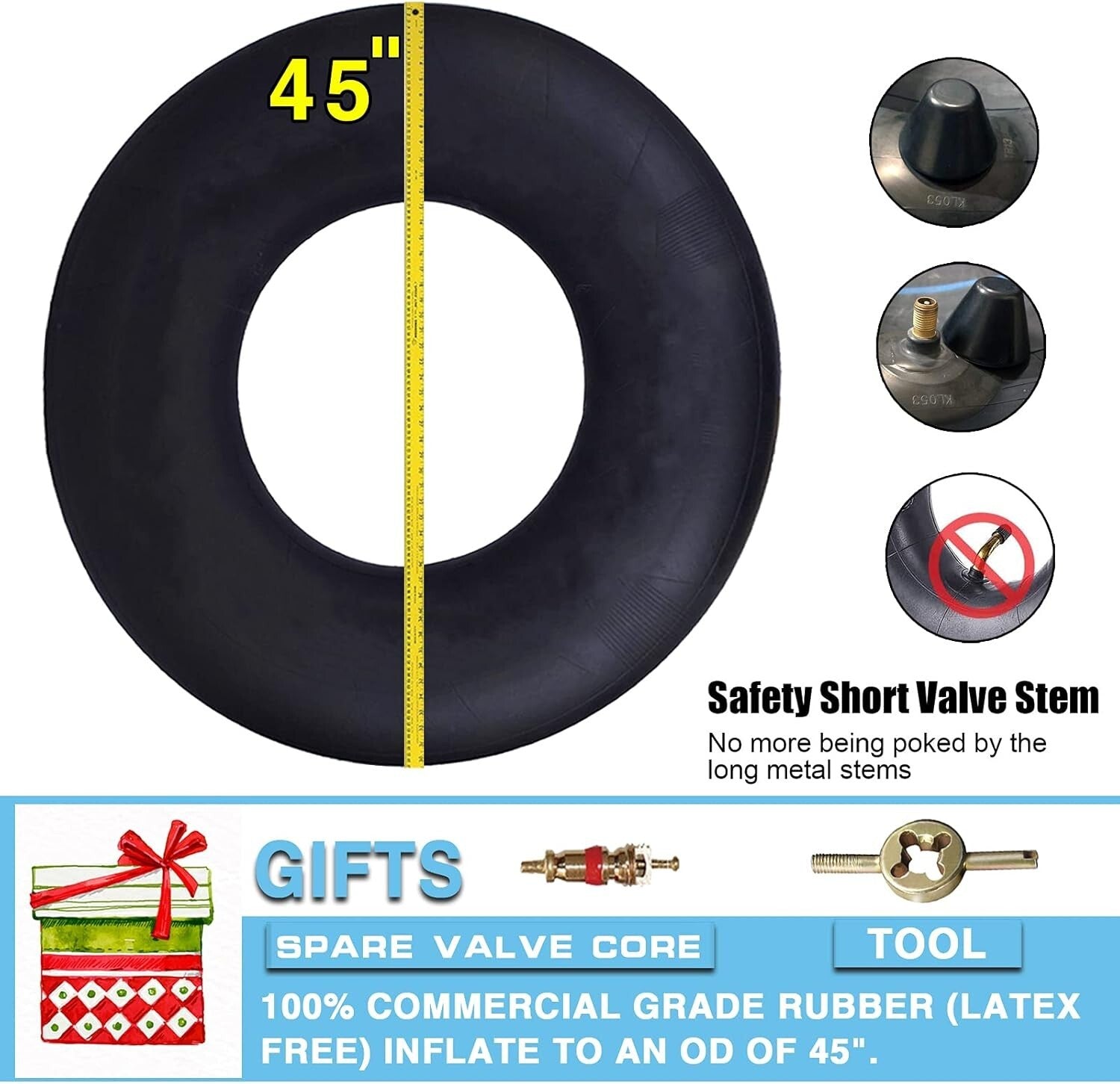 Durable 45'' Neoprene River Tube with Safety Valve for Safe Floating Fun