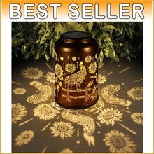 Load image into Gallery viewer, Charming Gold Solar Lantern – Waterproof Garden Lights with Hummingbird Pattern