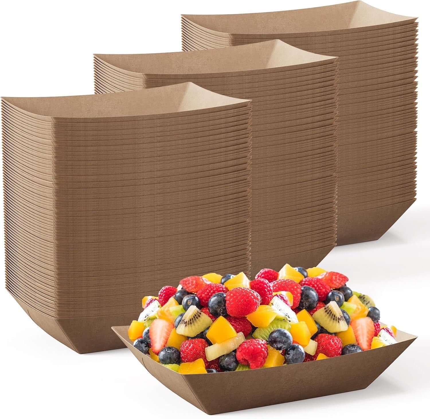 Convenient 1000 Pack Kraft Paper Food Trays - Perfect for Outdoor Gatherings