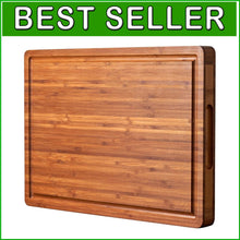 Load image into Gallery viewer, Heavy-Duty XL Bamboo Cutting Board with Juice Groove - Perfect for Entertaining