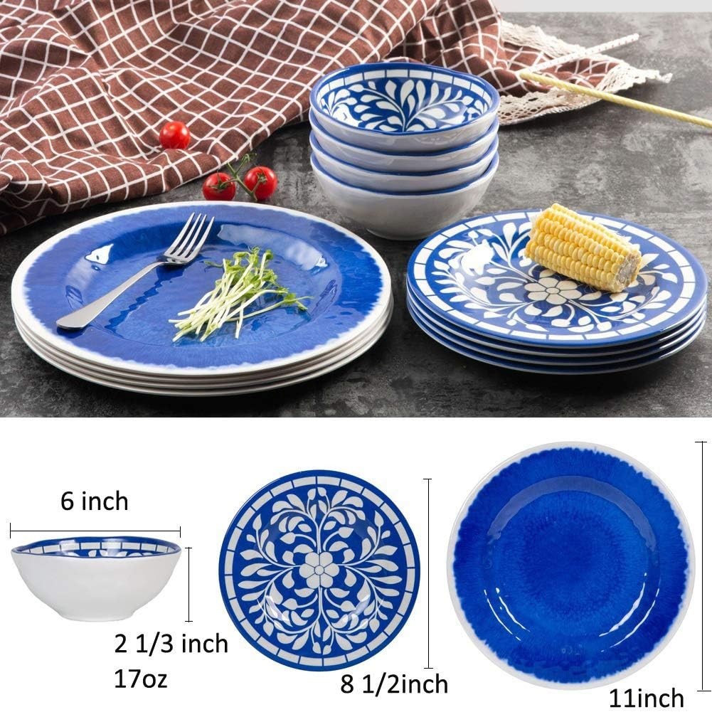 Durable 12-Piece Melamine Dinnerware Set - Perfect for Indoor & Outdoor Dining