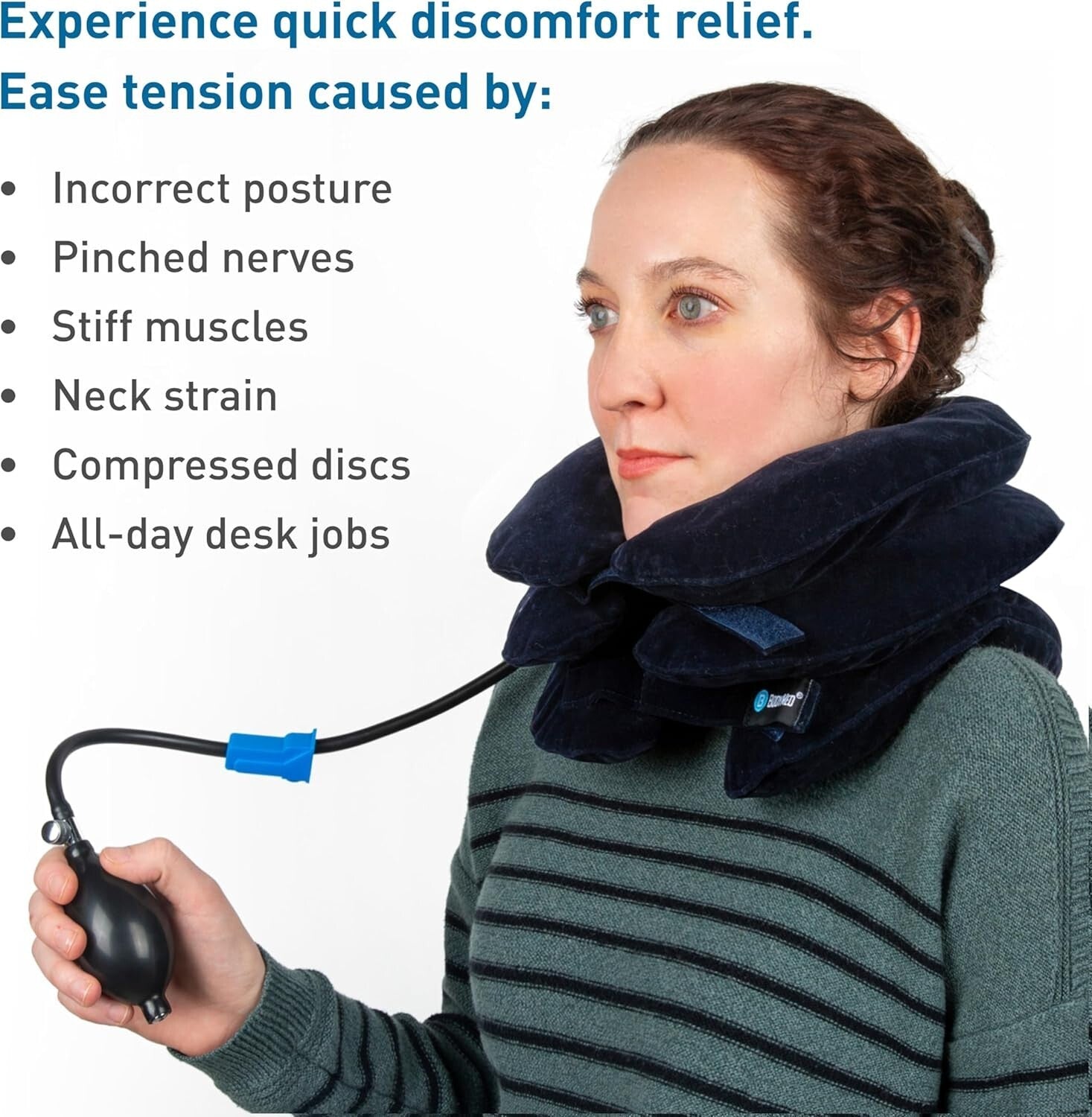Cervical Traction Neck Brace with Inflator Bulb – Adjustable Support System