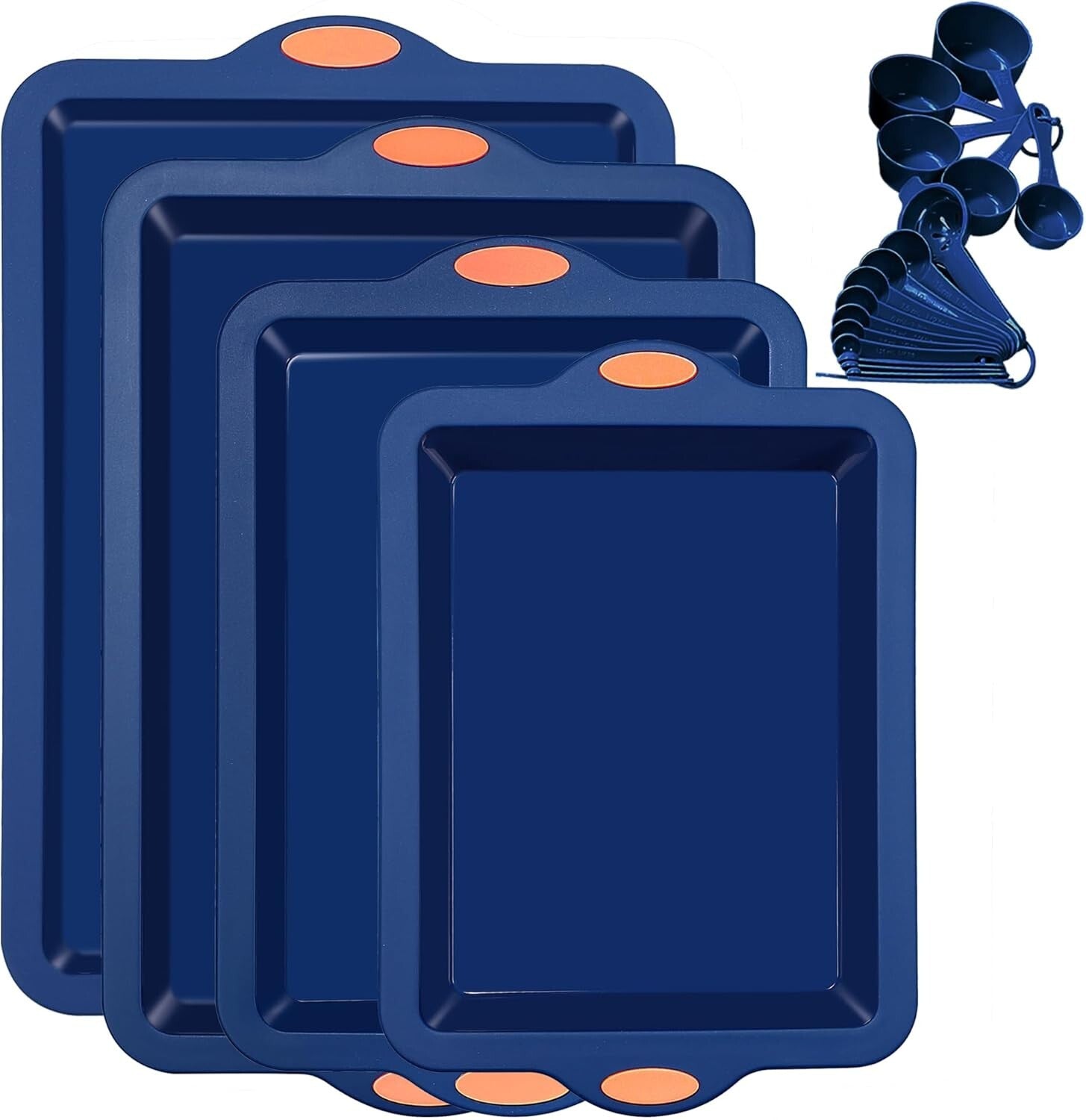 4-Piece Navy Blue Silicone Baking Set - Nonstick Bakeware with Reinforced Frame