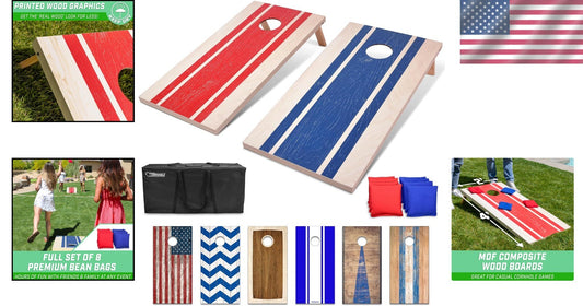 Complete Cornhole Game Set – 4'x2' Boards, 8 Bean Bags, Lightweight Carry Case