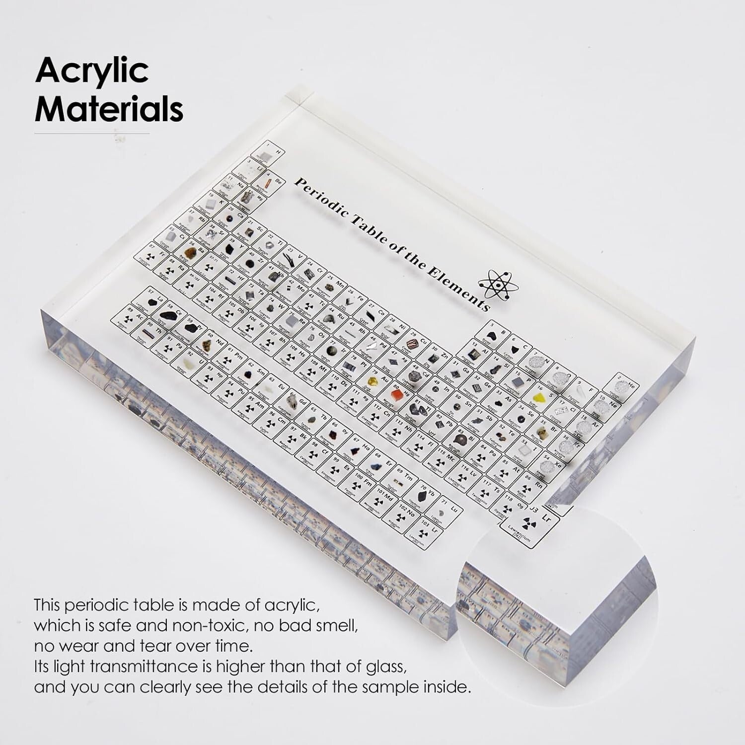 Large Acrylic Periodic Table with Real Elements - Unique Gift for Science Lovers