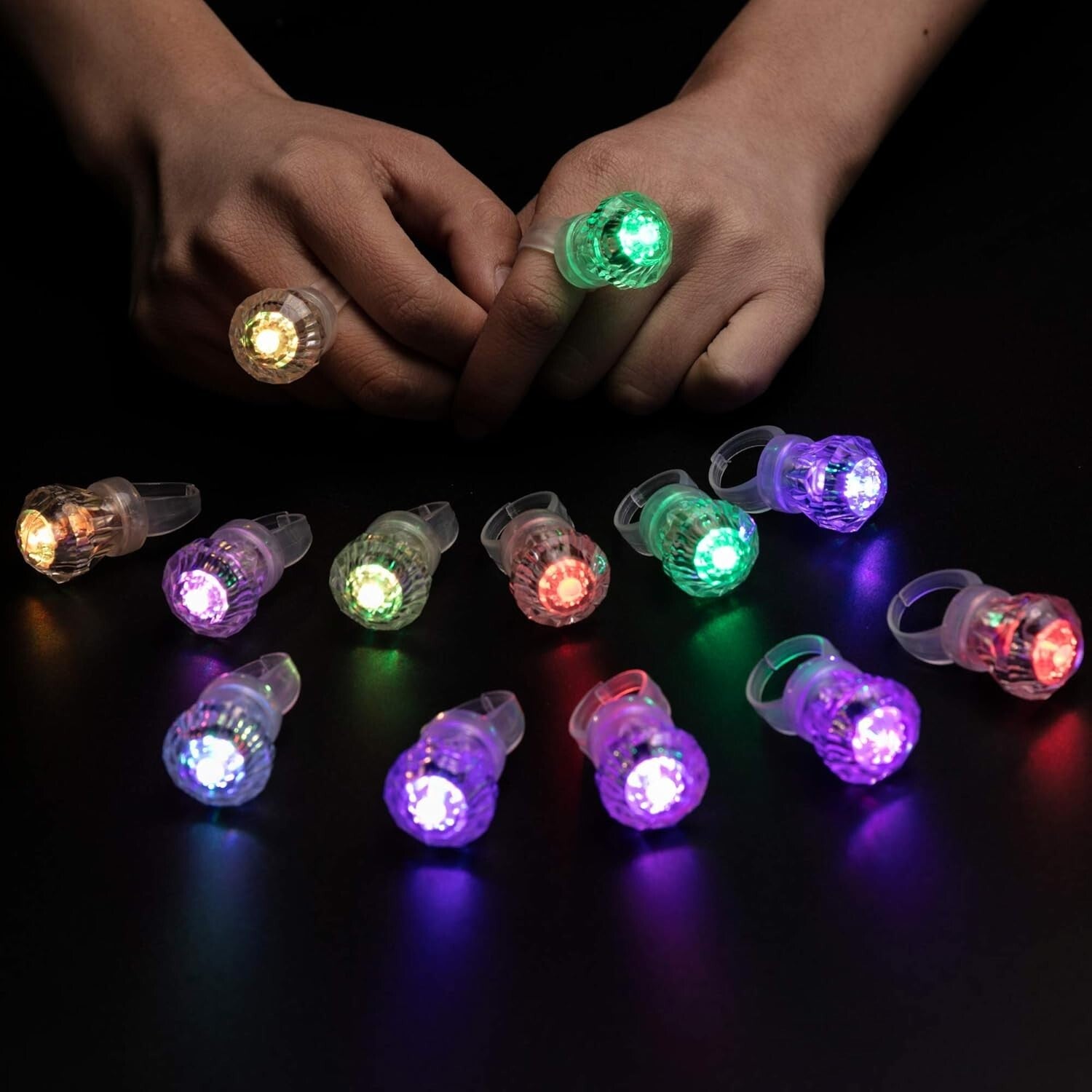 60 Pack LED Glow Rings - Bright Diamond Light-Up Rings for Parties & Events