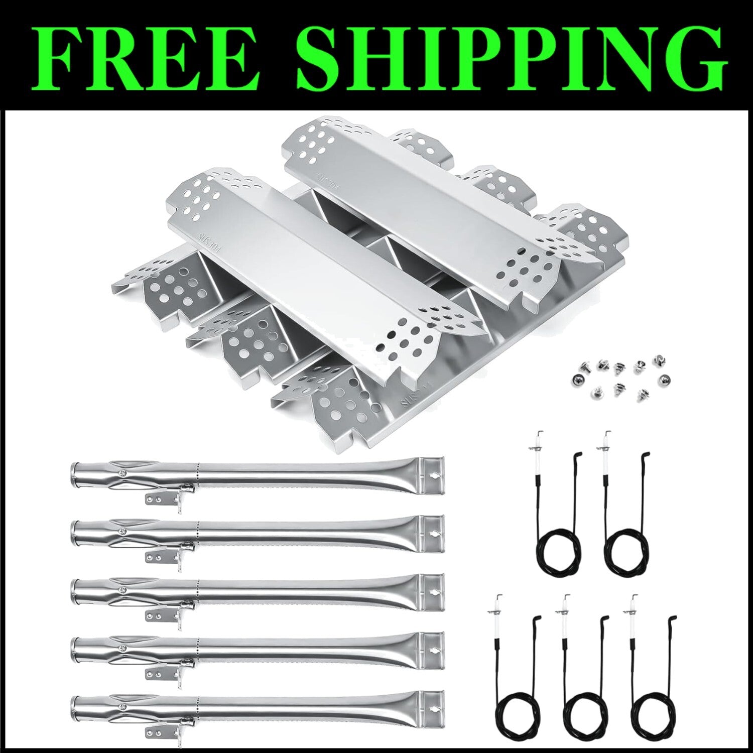 Nexgrill Replacement Parts Kit: Stainless Steel Burners & Heat Plates, 5 Pack