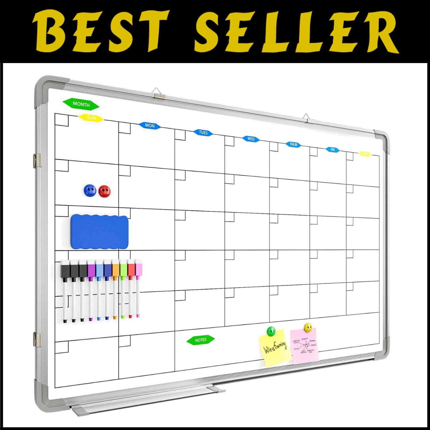 2-in-1 Magnetic Dry Erase Calendar and Blank Whiteboard for Creative Planning