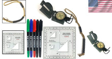 Load image into Gallery viewer, Advanced Land Nav Kit: Lensatic Compass, Protractor &amp; Markers for Tactical Use