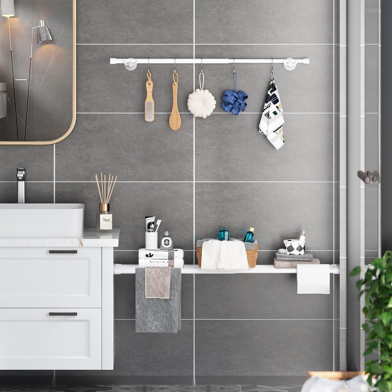 Premium Adjustable Tension Rods, Anti-Skid Ends & Easy Installation, 6-Pcs