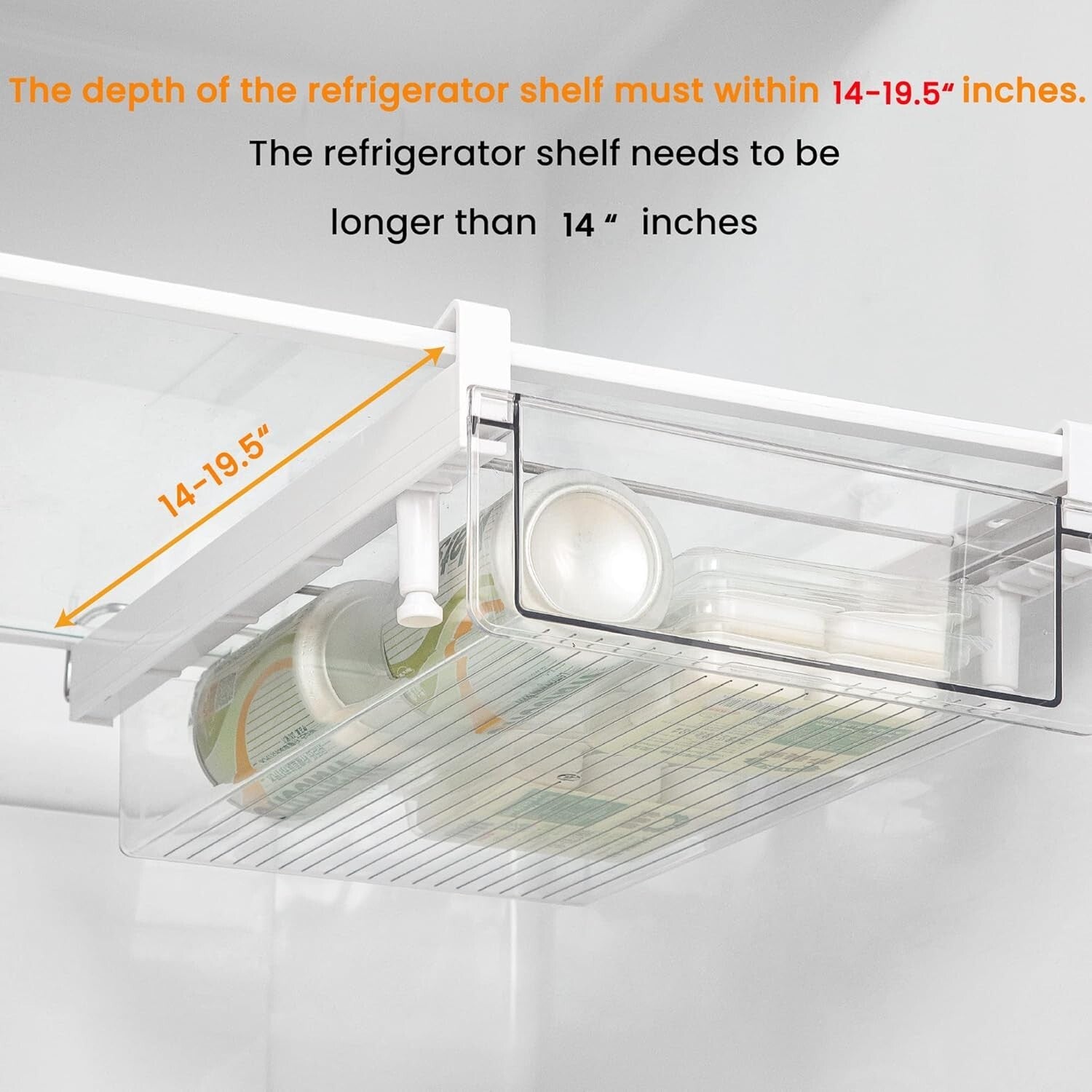 Large Clear Refrigerator Drawer with Removable Egg Tray - BPA Free Organizer